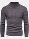 Mens Solid Color Ribbed Knit Half-Collar Basic Pullover Sweaters - Coffee
