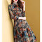 Stand Collar Waist Slimming Temperament Fashion Print Dress - Color
