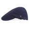 Mens Cotton Solid Color Beret Cap Sunshade Hat Casual Outdoors Peaked Forward Cap Adjustable Hat - Navy