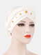Women Cotton Multi Color Solid Casual Sunshade Rivet Decor Side Braid Baotou Hats Beanie Hats - White
