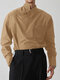 Mens Irregular Oblique Button Design Solid Long Sleeve Shirt - Khaki