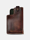Vintage Genuine Leather EDC Stitch Detail Waist Bag 6.5 Inch Phone Bag Multifunction Bag - Coffee
