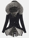 Abrigo casual con cordón de botón de color sólido para Mujer - Negro gris