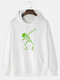 Men 100% Cotton Halloween Fluorescence SKull Printed Hoodies - White