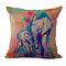 Ink Painting Elephant Cotton Linen Pillow Home Decoration Holiday Cushion Pillowcase - #6