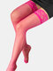Women Nylon Lace Silicone Non-slip Lightweight Breathable High Socks - Rose