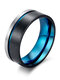 Trendy Simple Blue Groove Color-match Circle-shaped Titanium Steel Ring - #01