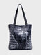 Women Figure Books Shelf Pattern Print Shoulder Bag Handbag Tote - Black