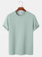 Mens Solid Color Texture Crew Neck Basics Short Sleeve T-Shirts - Green