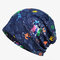 Thin Lace Cap Color Paint Jacquard Turban Beanie Hat Fashion Cap Print Bonnet Cap For Woman - Blue