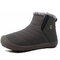Men Waterproof Cloth Non Slip Plush Lining Slip-ons Casual Snow Boots - Grey