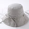Women Casual Cotton Bucket Hat Foldable Wide Brim Sunscreen Beach Cap - Light Grey