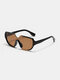 Men Fashion Casual Outdoor UV Protection Metal Rivet Colorblock Half Frame Sunglasses - Dark Brown