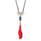 Women's Ethnic Necklace Tassel Flower Alloy Agate Ceramic Necklace - Red