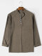 Mens Solid Basics Long Sleeve Henley Shirts - Khaki