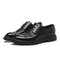Men Stylish Cap Toe Lace Up Black Business Formal Casual Shoes - Black