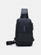 Men Oxford Multifunction USB Charging Anti-theft Multi-Layers Waterproof Crossbody Bag Chest Bag Sling Bag - Gray