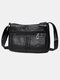 Women PU Leather Anti-theft Multi-Layers Crossbody Bag Shoulder Bag - Black