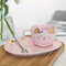 Cat Gold Ceramic Coffee Cup Dish Restaurant With Dish Water Cup Office Cup - Pink