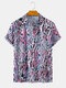 Mens Color Leopard Print Light Casual Short Sleeve Shirts - Colorful