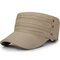 Men Solid Color Vogue Cotton Flat Cap Sunshade Casual Outdoors Adjustable Hat - Dark Beige