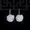 Vintage S925 Silver Temperament Earrings Hotan Jade Round Bead Leaf Pendant Earrings - Silver