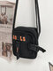 Men Fashion Portable Canvas Letter Pattern Square Crossbody Bag Phone Bag - Black