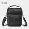 Men Genuine Leather Multi-Carry Vintage Crossbody Bag Belt Bag - Black