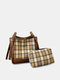 Women Vintage Faux Leather Lattice Pattern Large Capacity Crossbody Bag Shoulder Bag - #04