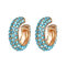 Vintage Rhinestone Earrings Type C Alloy Ear Drop Bohemian Jewelry for Women - Blue