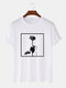 Camisetas de manga corta de algodón con estampado de rosas monocromáticas para hombre - Blanco