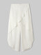 Solid Color Zipper Asymmetrical Ruffle Long Casual Pants for Women - White
