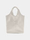 JOSEKO Women's Faux Leather Simple Casual Large Capacity Tote Shoulder Bag - Khaki