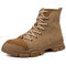 Men Anti-collision Canvas Slip Resistant Outdoor Casual Boots - Brown