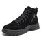 Men Suede Tooling Boots Side Zipper Comfy Slip Resistant Outdoor Casual Ankle Boots - Black