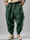 Mens Solid Casual Loose Drawstring Waist Sweatpants With Pocket - Green