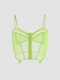 Lace Mesh See-through Corset - Green