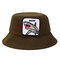 Men's Women's Cotton Fisherman Hat Animal Print With Shark Flat Top Hat Outdoor Sun Hat - Army Green