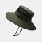 Mens Bucket Hat Outdoor Fishing Hat Climbing Mesh Breathable Sunshade Cap - Army Green