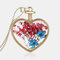 Collier de fleurs séchées en verre de coeur de pêche géométrique en métal Collier pendentif de fleurs séchées naturelles - 3