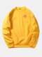 Mens Plain Style Solid Color Fleece Scratch Printed O-neck Collar Hoodies - Lemon