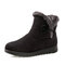 Buckle Comfortable Keep Warm Soft Ankle Snow Boots For Women - Black