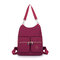 Women Nylon Multi-functional Multi-pockets Shoulder Bags Crossbody Bags Backpack - Burgundy