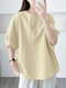 Solid Dolman Sleeve Loose Crew Neck Casual Blouse - Yellow