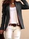 Solid Color Casual Long Sleeve Blazer Suit Jacket For Women - Black