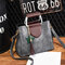 Women Oil Wax Leather Crossbody Bag Hardware Handle Handbag  - Gray