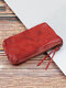 Men Retro Genuine Leather Old Coin Purse Wallet - Wine Red