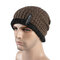 Men Winter Thick Bonnet Knitted Caps Hat Outdoor Warm With Plush Skullies Beanies Hat - Coffee