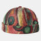 Men & Women Folk-custom Brimless Skull Cap Abstract Pattern Caps Soft Felt Customized Hats - Red