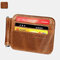 Men Women Bifold Genuine Leather Short Wallet Card Holder - Brown